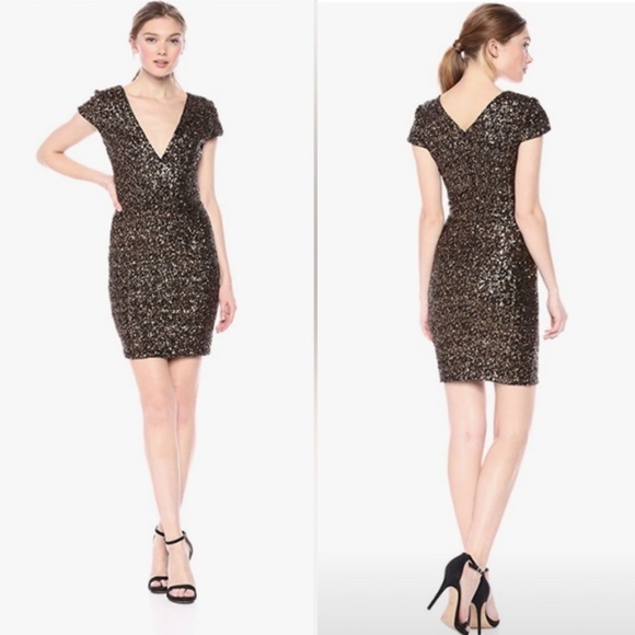 Dress The Population Zoe Sequined Mini Dress size XS in Antique - Picture 4 of 15